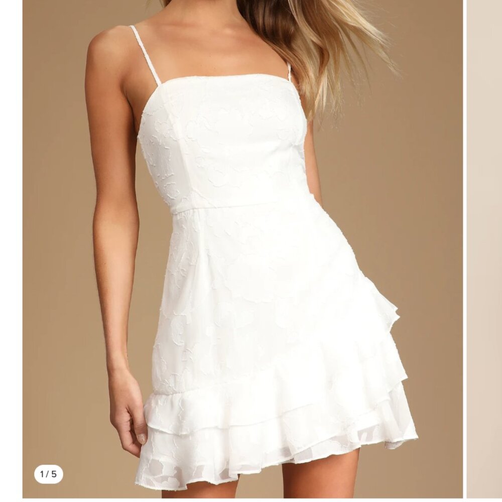 Lulus White Mini Short Ruffle Dress Small